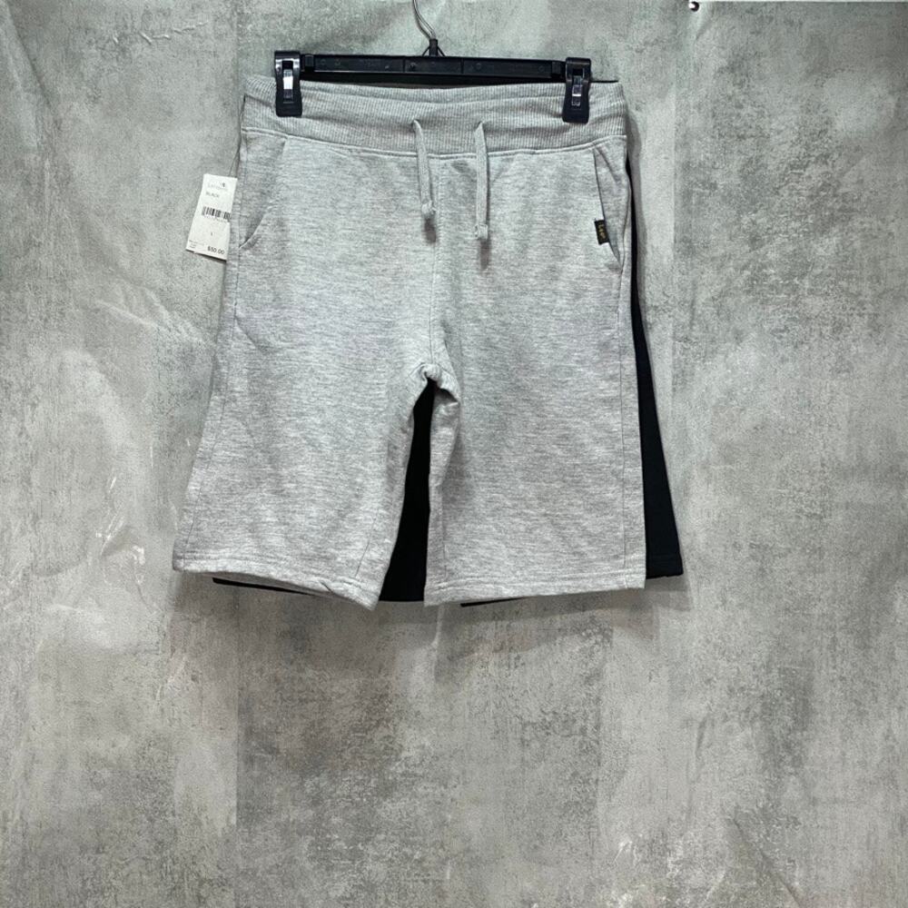 LEE Men's Grey & Black 2 Pack Drawstring Pull-On Fleece Lounge Shorts SZ L